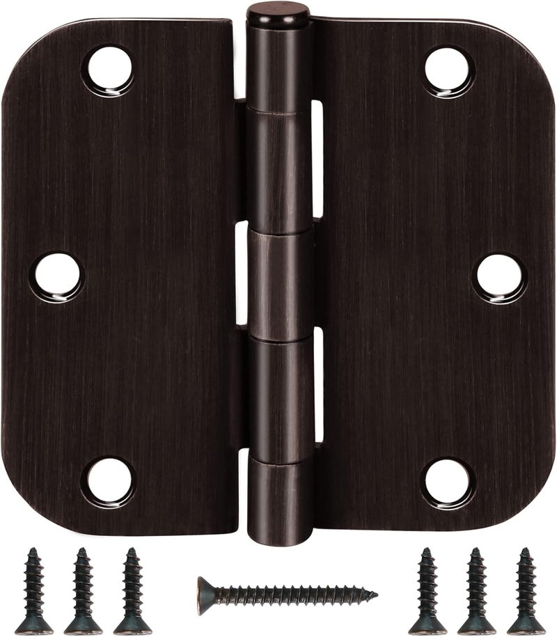 KIW Door Hinge 3 1/2" 12 Pack Rounded Door Hinges Oil Rubbed Bronze 3.5" x 3.5 Inch Hinges for Doors Interior 5/8" Radius Corners Residential Heavy Duty Steel,Reversible Removable Pin Hinge Factory Shop - Image 1